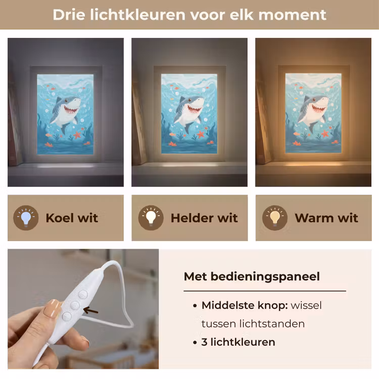 Haai - Vissen - Blauw - Onderwater Light Box met kabel klein -USP_lichtkleurNL