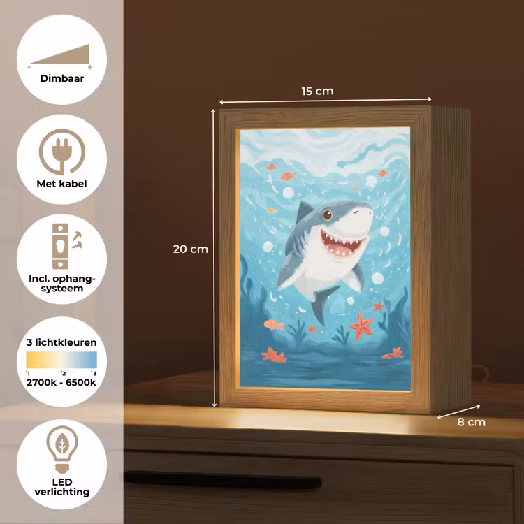 Haai - Vissen - Blauw - Onderwater Light Box met kabel klein -USP_NL