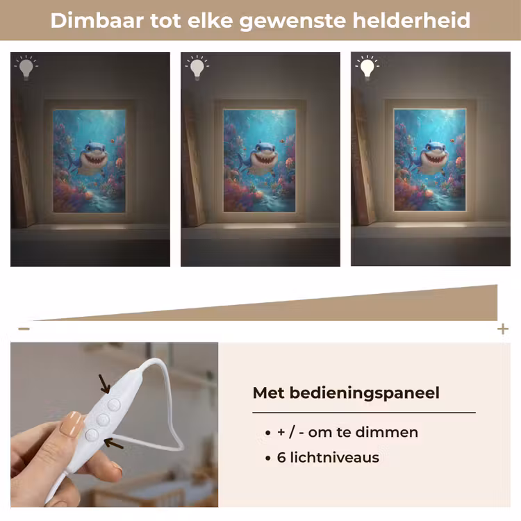 Haai - Onderwaterwereld - Oceaan Light Box met kabel klein -USP_dimbaarNL
