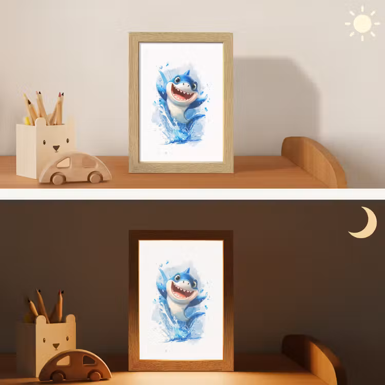 Haai - Water - Blauw Light Box met kabel klein -sfeer3_kind