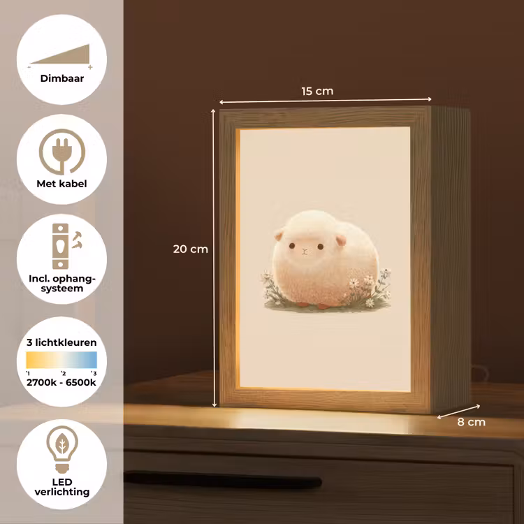 Schaap - Beige - Bloemen Light Box met kabel klein -USP_NL