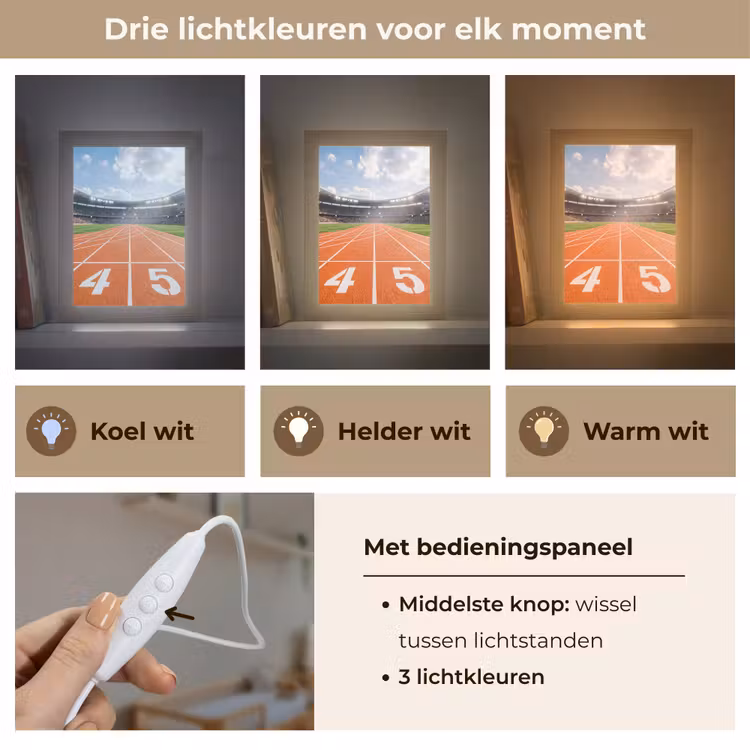 Sintelbaan - Stadion - Sport -Oranje Light Box met kabel (Kinderlampje) klein -USP_lichtkleurNL