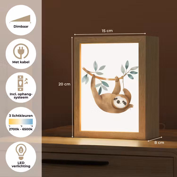 Luiaard - Dier - Jungle dieren Light Box met kabel klein -USP_NL