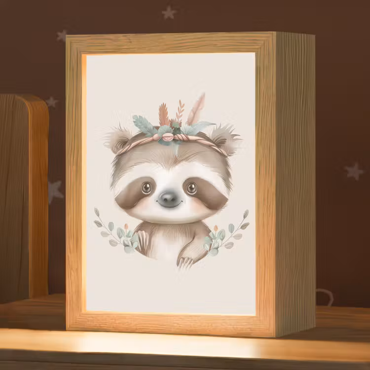 Luiaard - Dieren - Bohemian - Boho Light Box met kabel klein -zzz_3d_website