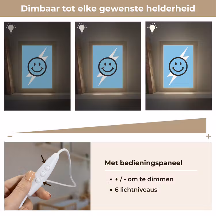Smiley - Blauw - Bliksem Light Box met kabel (Kinderlampje) klein -USP_dimbaarNL