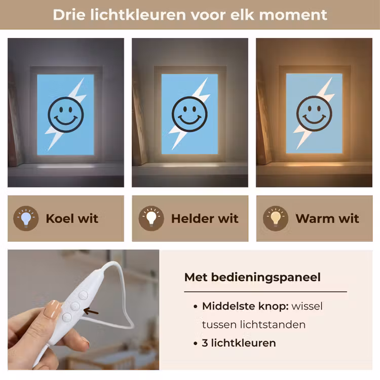 Smiley - Blauw - Bliksem Light Box met kabel (Kinderlampje) klein -USP_lichtkleurNL