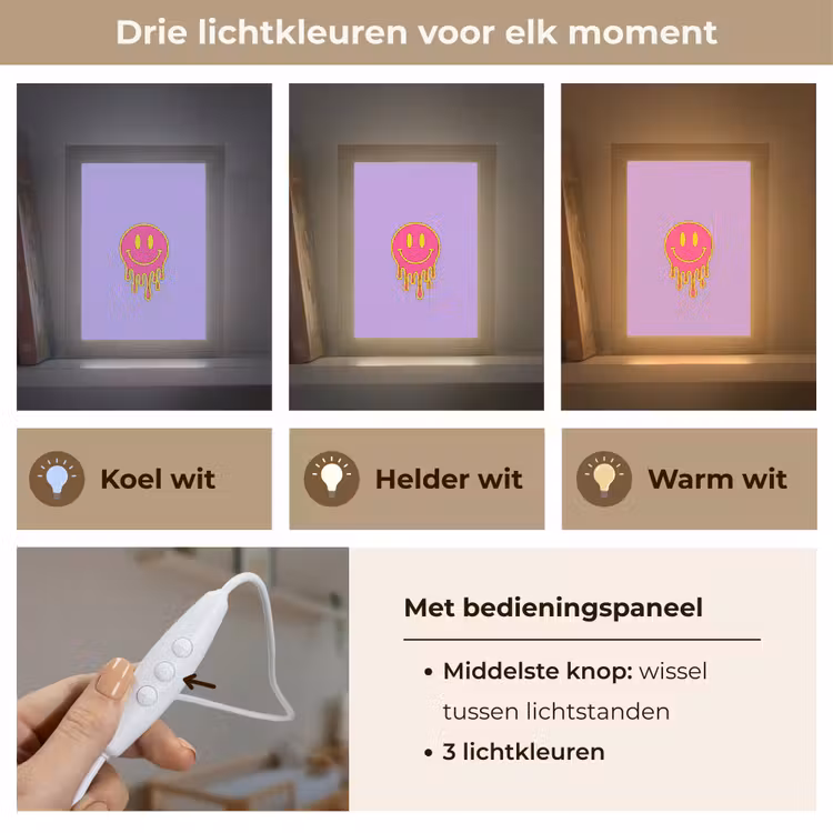 Smiley - Drip - Neon Light Box met kabel (Kinderlampje) klein -USP_lichtkleurNL