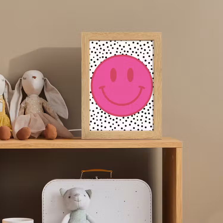 Smiley - Roze - Stippen Light Box met kabel (Kinderlampje) klein -sfeer2_kind