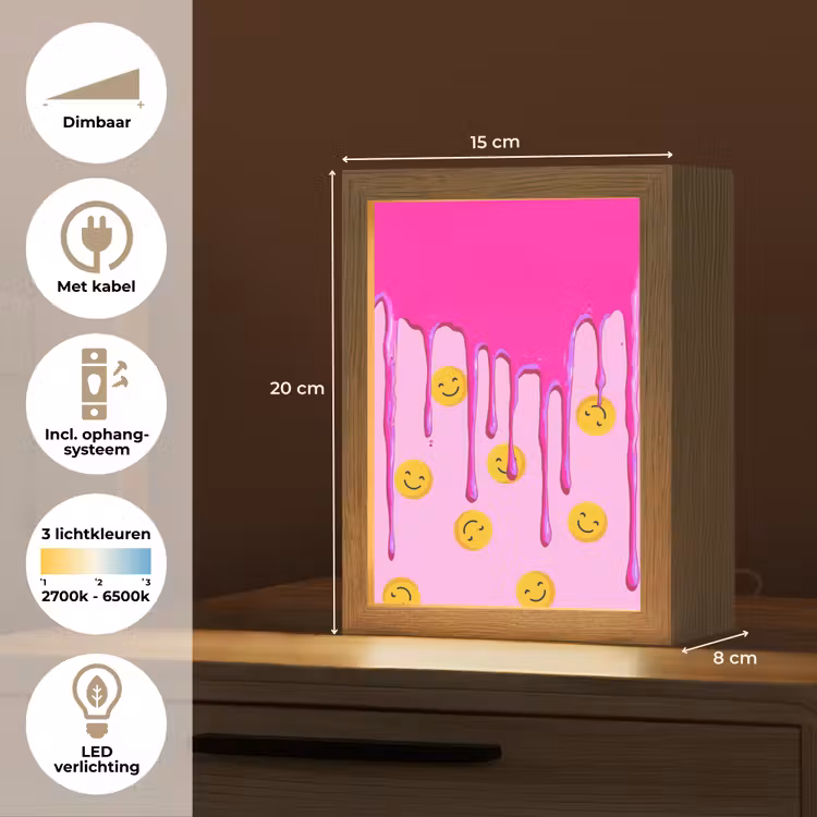 Smiley - Roze - Glazuur Light Box met kabel klein -USP_NL