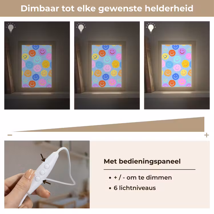 Smileys - Kleurrijk - Grappig Light Box met kabel klein -USP_dimbaarNL