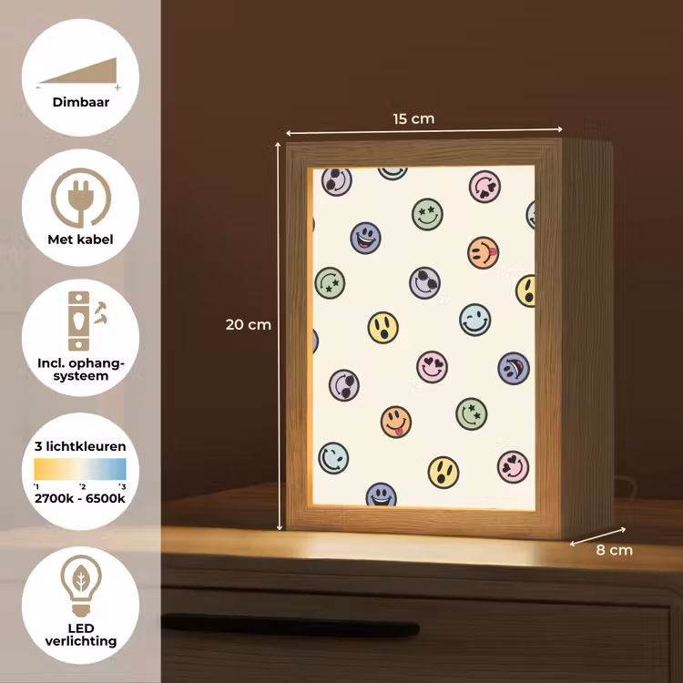 Smileys - Kleurrijk - Grappig Light Box met kabel klein -USP_NL
