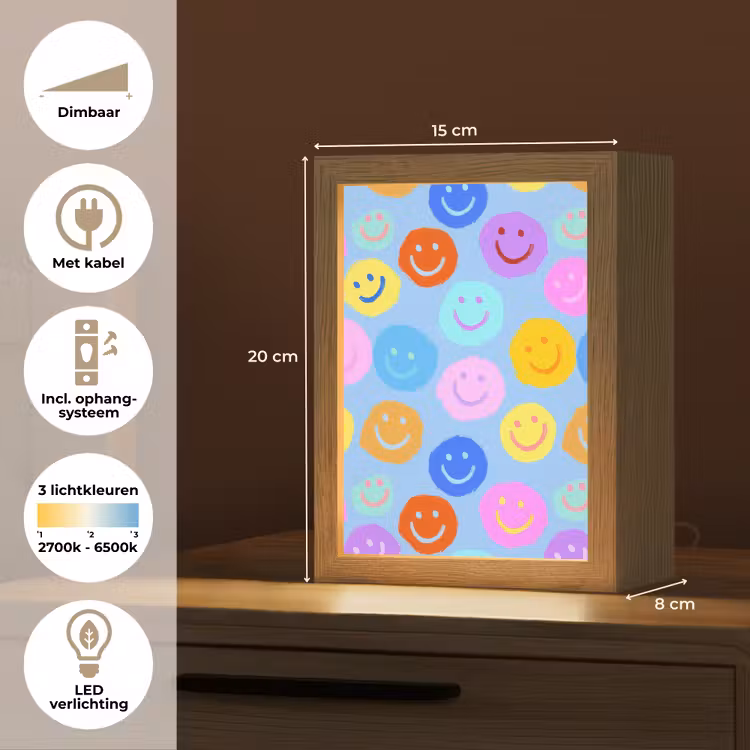 Smileys - Kleurrijk - Grappig Light Box met kabel klein -USP_NL