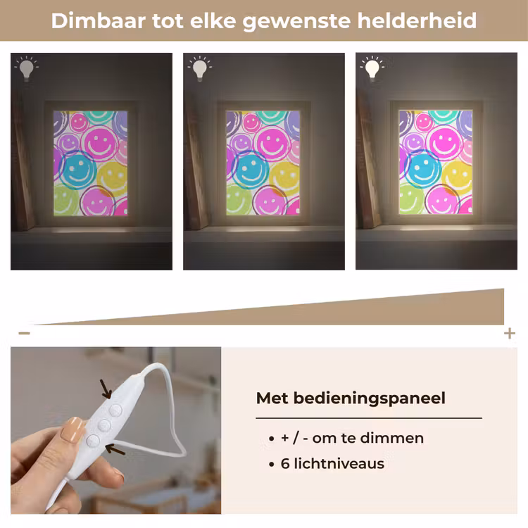Smileys - Kleurrijk - Neon Light Box met kabel klein -USP_dimbaarNL
