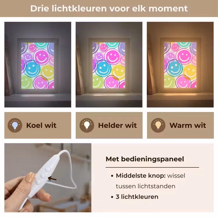 Smileys - Kleurrijk - Neon Light Box met kabel klein -USP_lichtkleurNL