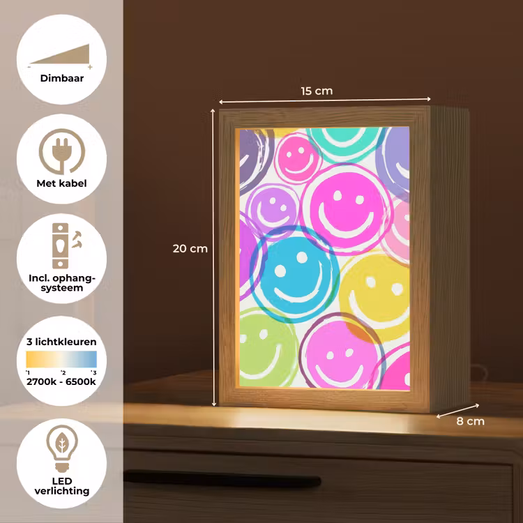 Smileys - Kleurrijk - Neon Light Box met kabel klein -USP_NL