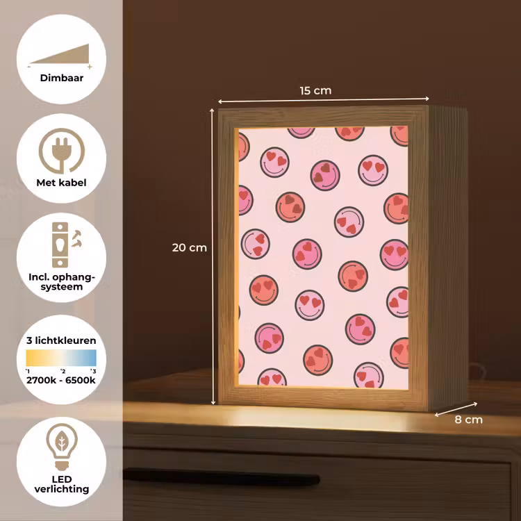 Smileys - Hartjes - Roze Light Box met kabel klein -USP_NL
