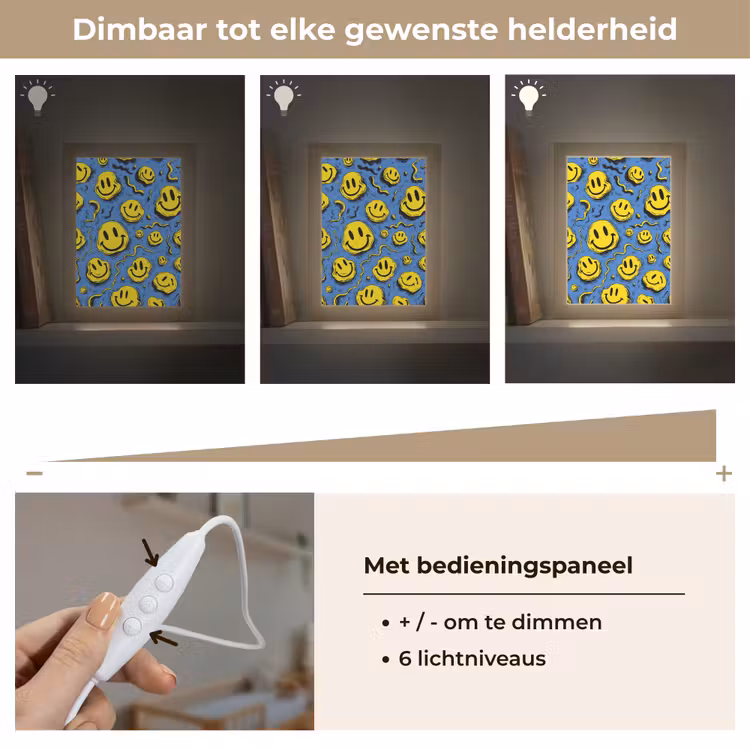 Smileys - Geel - Blauw Light Box met kabel klein -USP_dimbaarNL