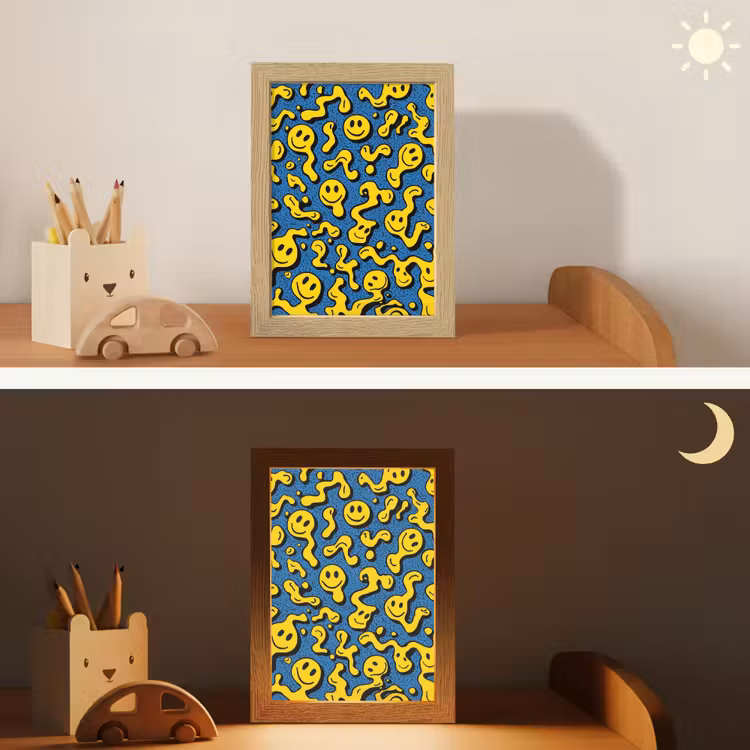 Smileys - Geel - Blauw Light Box met kabel klein -sfeer3_kind