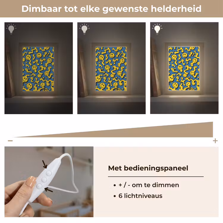 Smileys - Geel - Blauw Light Box met kabel klein -USP_dimbaarNL