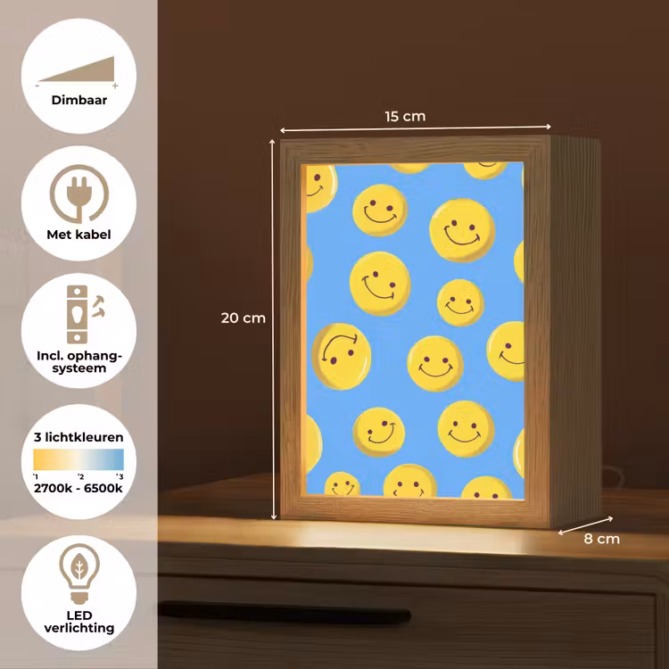 Smileys - Geel - Blauw Light Box met kabel klein -USP_NL