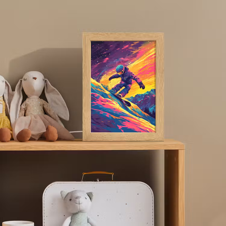 Snowboarden - Sneeuw - Kleurrijk Light Box met kabel klein -sfeer2_kind