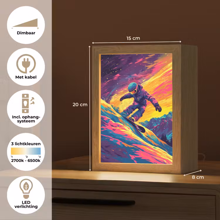 Snowboarden - Sneeuw - Kleurrijk Light Box met kabel klein -USP_NL