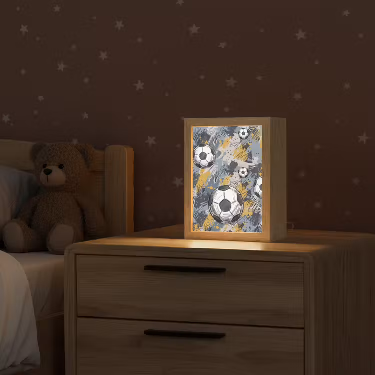 Voetbal - Abstract - Sport - Kleurrijk Light Box met kabel (Kinderlampje) klein -sfeer1_kind