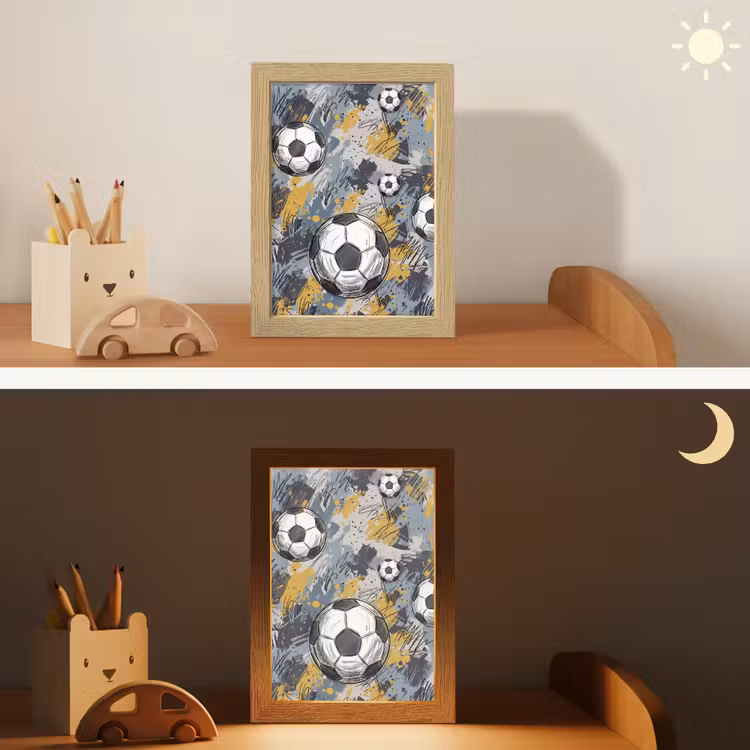 Voetbal - Abstract - Sport - Kleurrijk Light Box met kabel (Kinderlampje) klein -sfeer3_kind