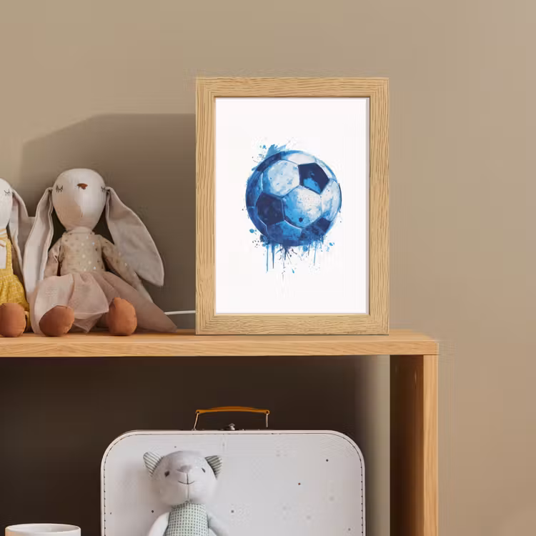 Voetbal - Blauw - Inkt - Spatten Light Box met kabel klein -sfeer2_kind