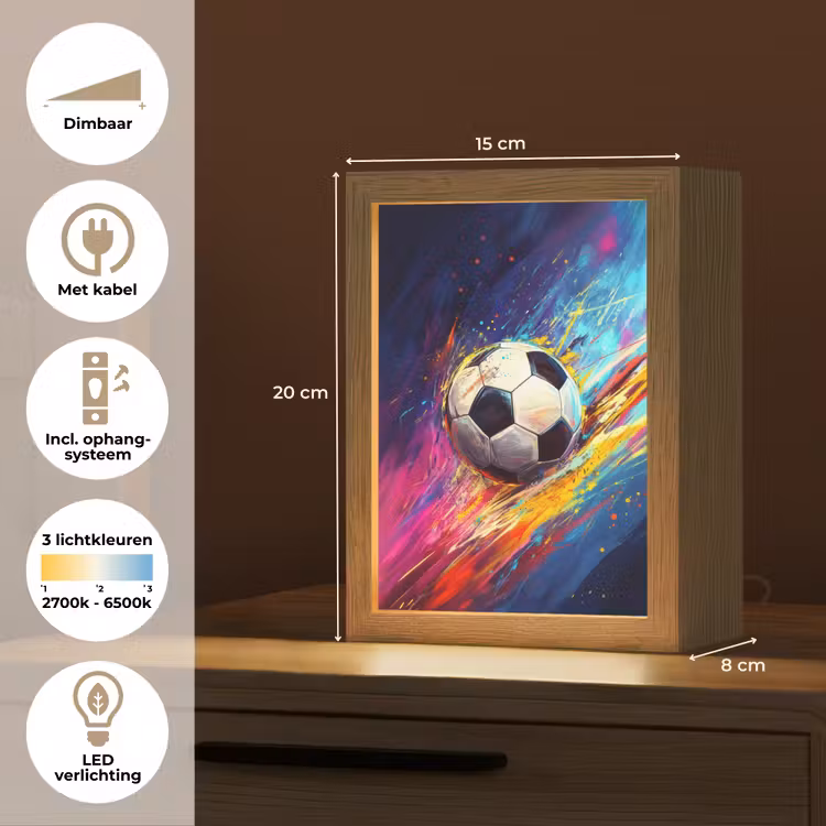 Voetbal - Kleurrijk - Abstract - Penseelstreken Light Box met kabel klein -USP_NL