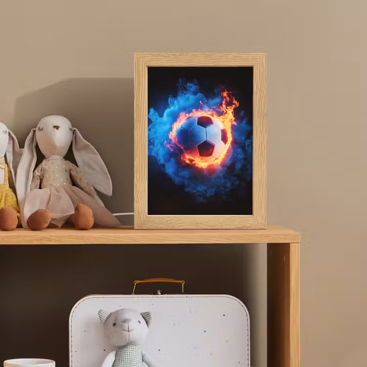 Voetbal - Vuur - IJs - Blauw Light Box met kabel klein -sfeer2_kind