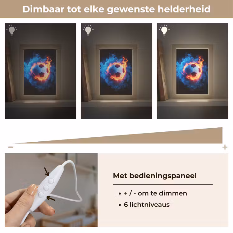 Voetbal - Vuur - IJs - Blauw Light Box met kabel klein -USP_dimbaarNL