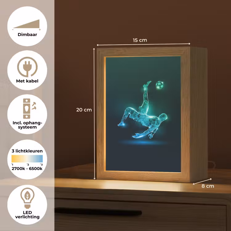 Voetbal - Voetballer - Jongen - Zwart Light Box met kabel klein -USP_NL