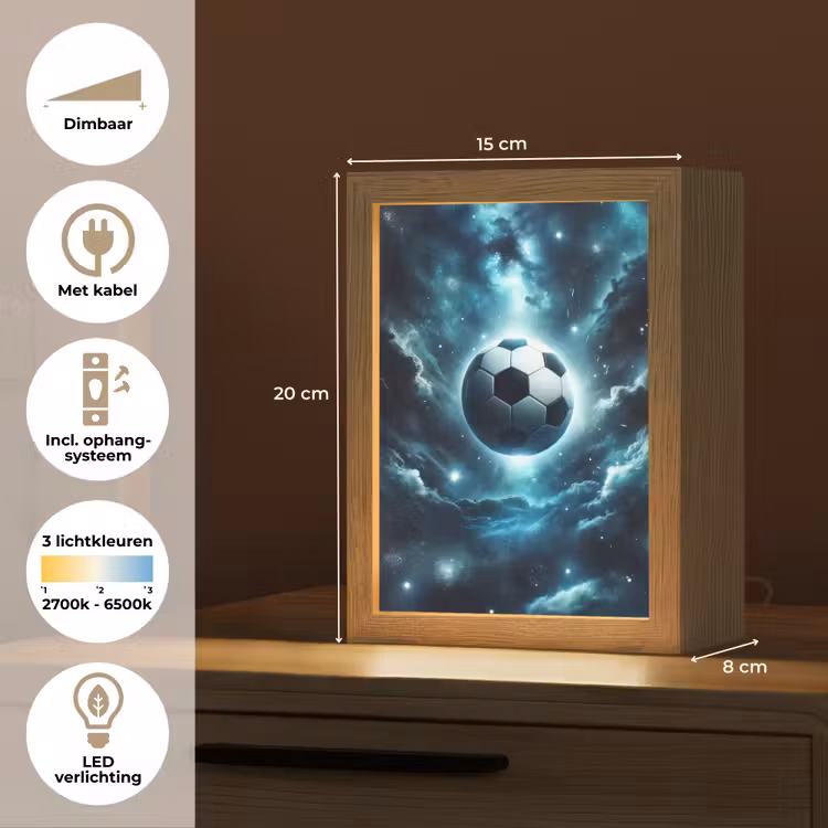 Voetbal - Galaxy - Ruimte - Sport - Blauw Light Box met kabel klein -USP_NL
