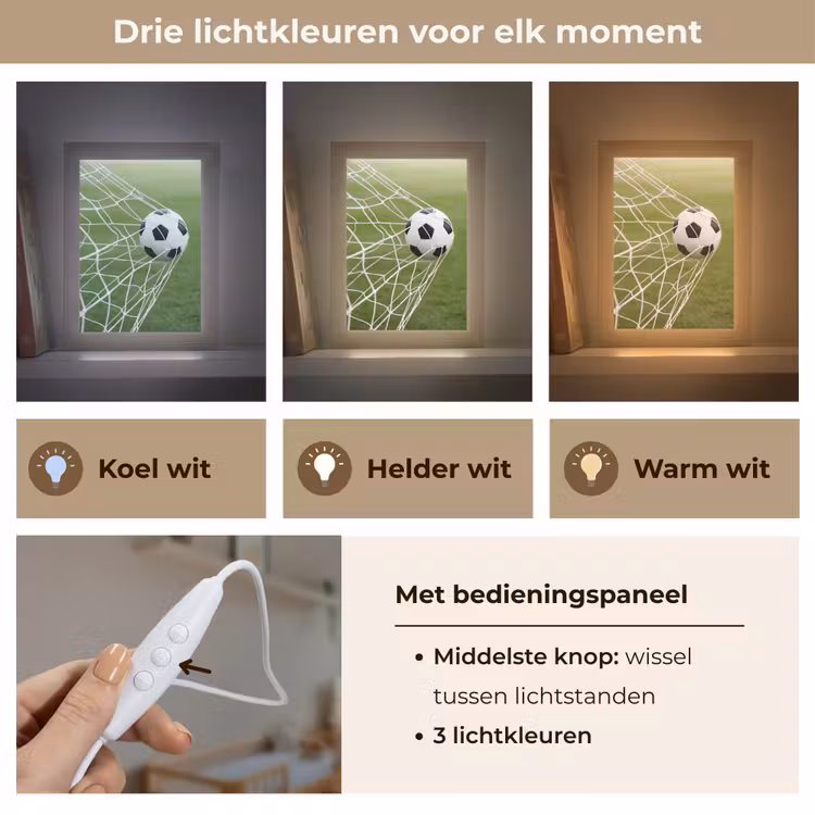 Voetbal - Goal - Net - Sport Light Box met kabel (Kinderlampje) klein -USP_lichtkleurNL
