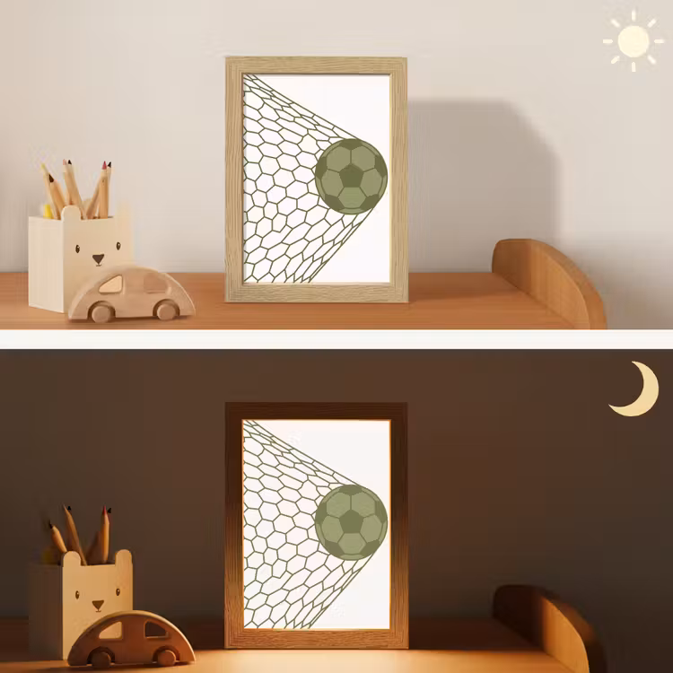 Voetbal - Goal - Sport - Groen Light Box met kabel (Kinderlampje) klein -sfeer3_kind