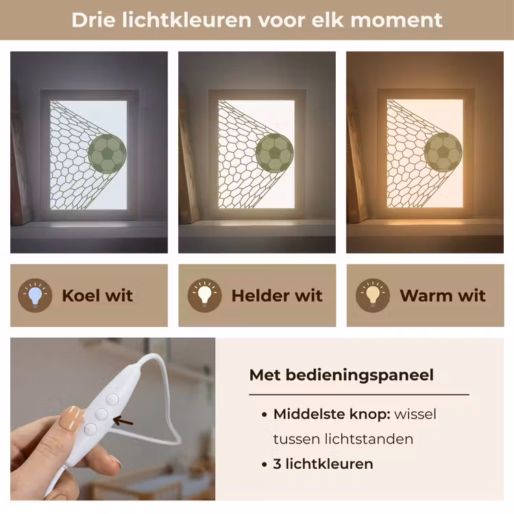 Voetbal - Goal - Sport - Groen Light Box met kabel (Kinderlampje) klein -USP_lichtkleurNL