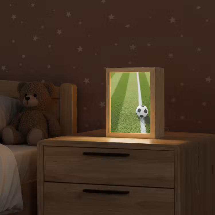 Voetbal - Grasveld - Sport - Groen Light Box met kabel (Kinderlampje) klein -sfeer1_kind