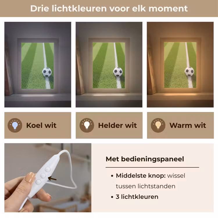 Voetbal - Grasveld - Sport - Groen Light Box met kabel (Kinderlampje) klein -USP_lichtkleurNL