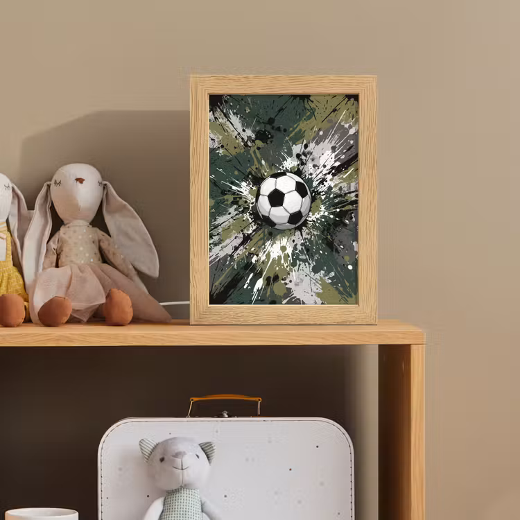 Voetbal - Verf - Spetters - Groen Light Box met kabel (Kinderlampje) klein -sfeer2_kind
