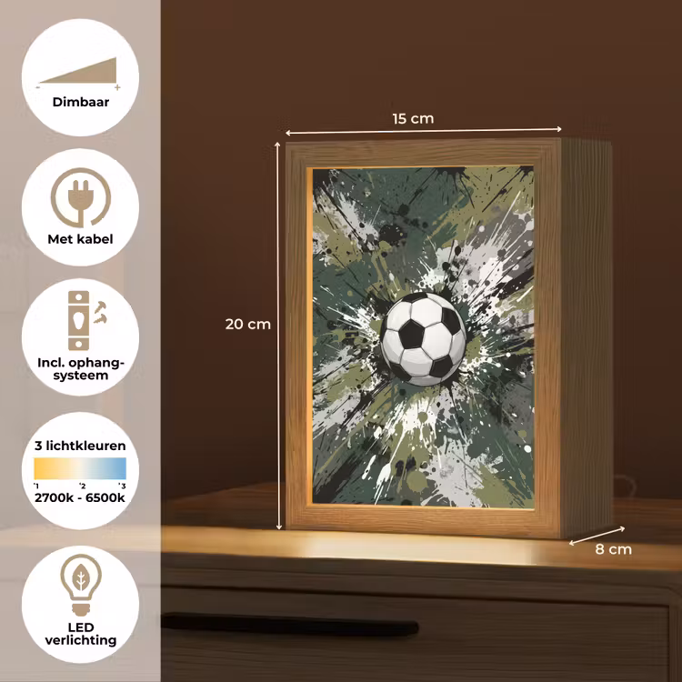 Voetbal - Verf - Spetters - Groen Light Box met kabel (Kinderlampje) klein -USP_NL
