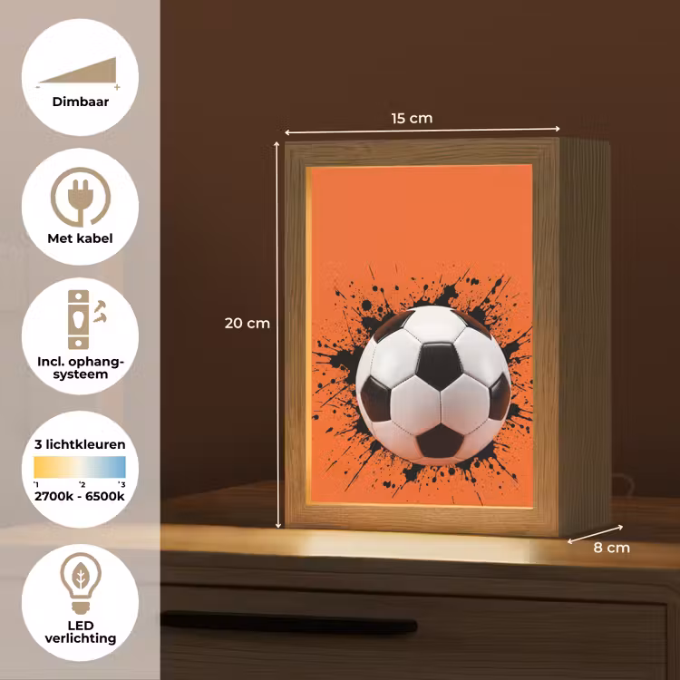 Voetbal - Verf - Sport - Oranje Light Box met kabel (Kinderlampje) klein -USP_NL