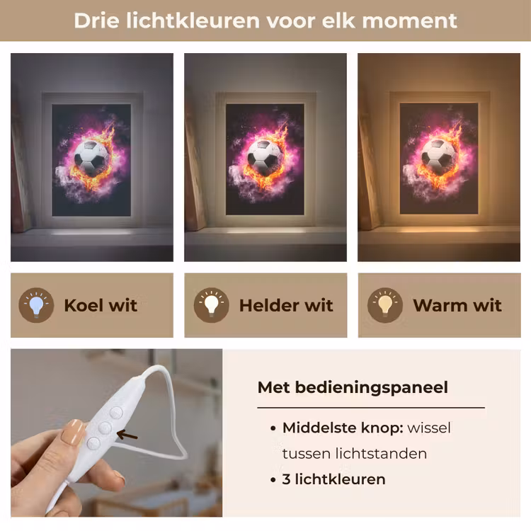 Voetbal - Roze - Vuur Light Box met kabel klein -USP_lichtkleurNL