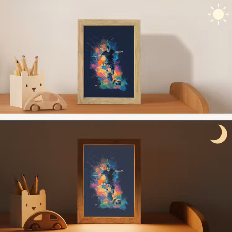 Voetballer - Bal - Kleurexplosie - Abstract Light Box met kabel klein -sfeer3_kind