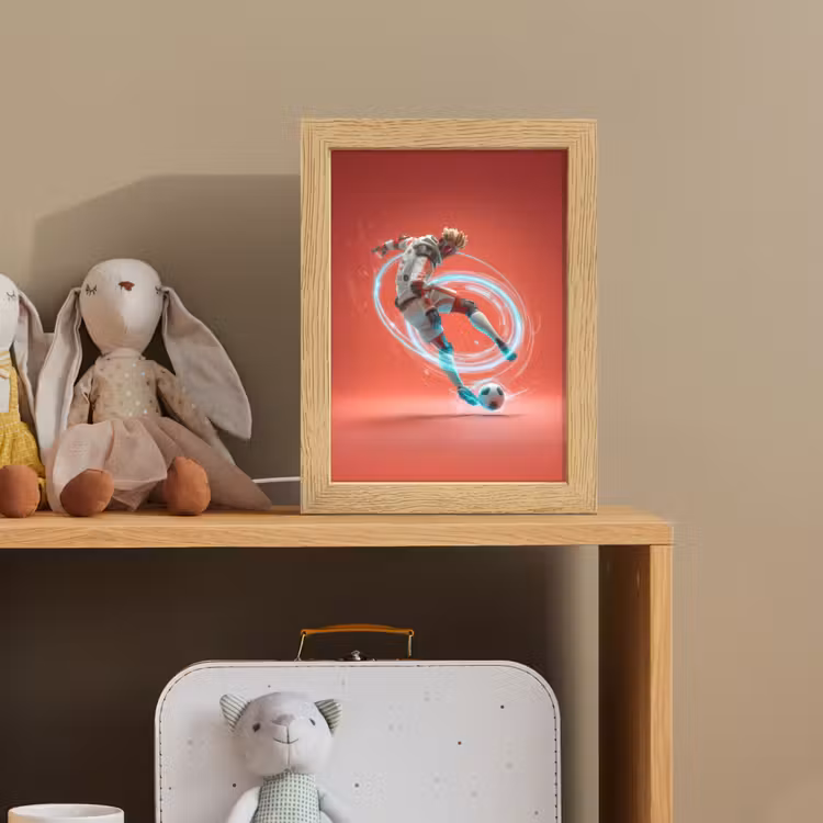 Voetballer - Bal - Lichtcirkel - Rood Light Box met kabel klein -sfeer2_kind