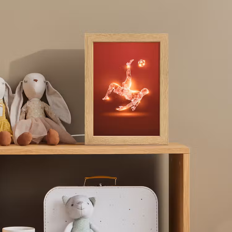 Voetballer - Omhaal - Rood - Neon Light Box met kabel klein -sfeer2_kind
