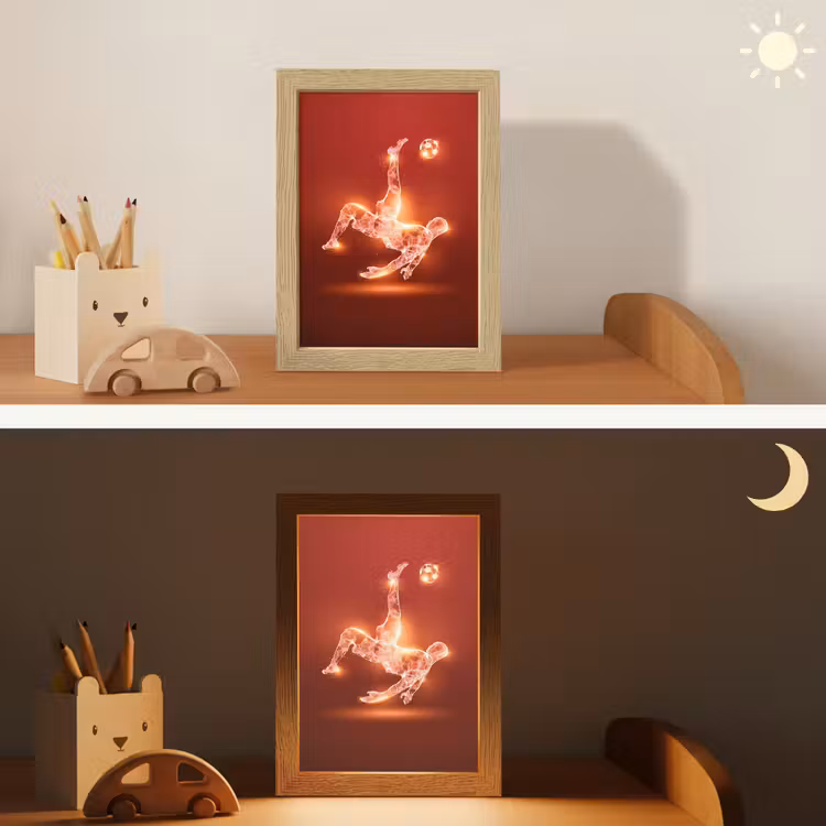 Voetballer - Omhaal - Rood - Neon Light Box met kabel klein -sfeer3_kind