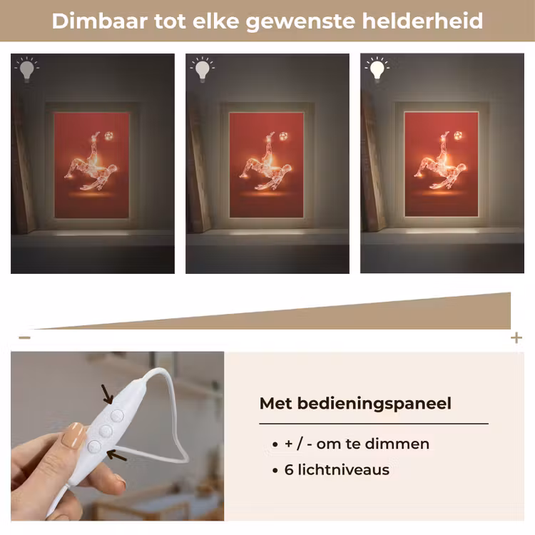 Voetballer - Omhaal - Rood - Neon Light Box met kabel klein -USP_dimbaarNL