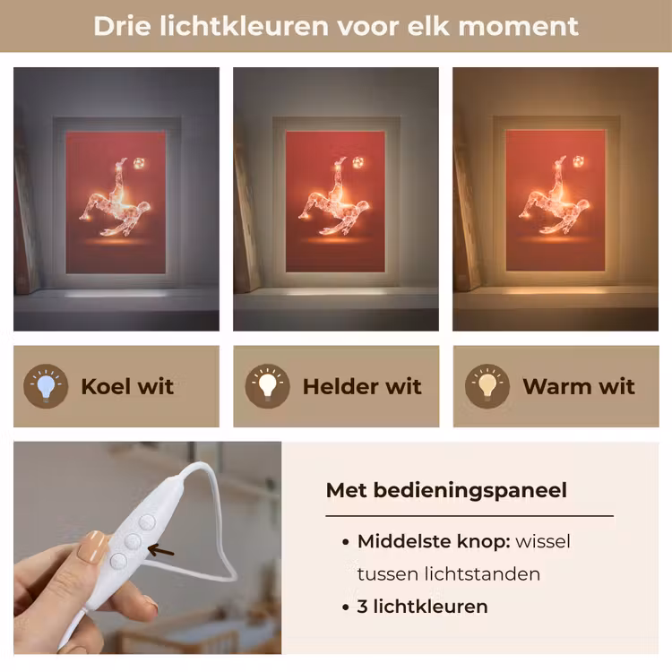Voetballer - Omhaal - Rood - Neon Light Box met kabel klein -USP_lichtkleurNL