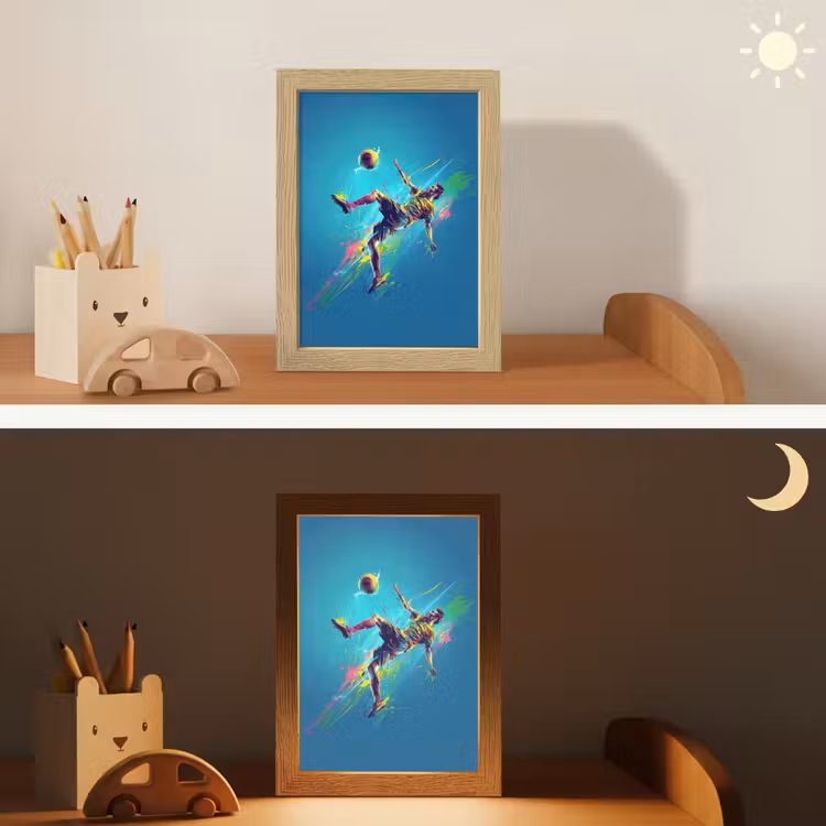 Voetballer - Verfspatten - Kleurrijk - Bal Light Box met kabel klein -sfeer3_kind